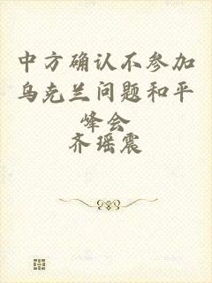 中方确认不参加乌克兰问题和平峰会