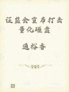 证监会宣布打击量化砸盘