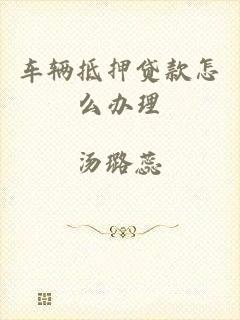 车辆抵押贷款怎么办理